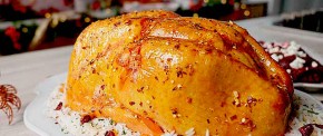 Pavo de navidad con puré de betabel