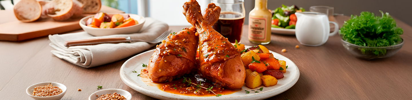 Piernitas de Pavo en Salsa de Cerveza y Mostaza